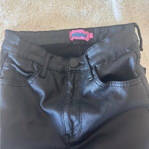 Edikted Black Leather Flair Pants
